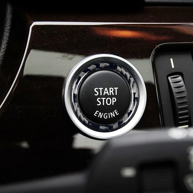 E90 E92 E93 Real Carbon Fiber Auto Interior Parts Engine Button Ring Sticker for
